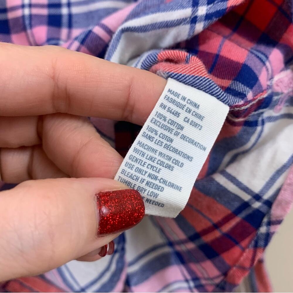 American Eagle Plaid Button Down Blue/Red Long Sl… - image 3